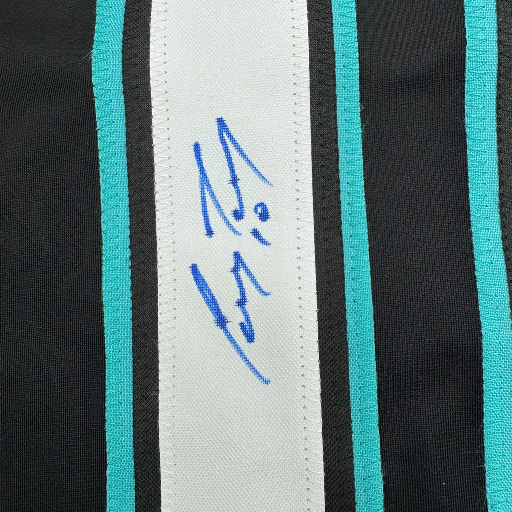 Framed Autographed/Signed Corey Perry 35x39 Anaheim Black Retro Hockey Jersey JSA COA