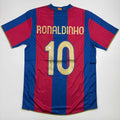 Autographed/Signed Ronaldinho Barcelona Blue/Red Soccer Jersey Beckett BAS COA