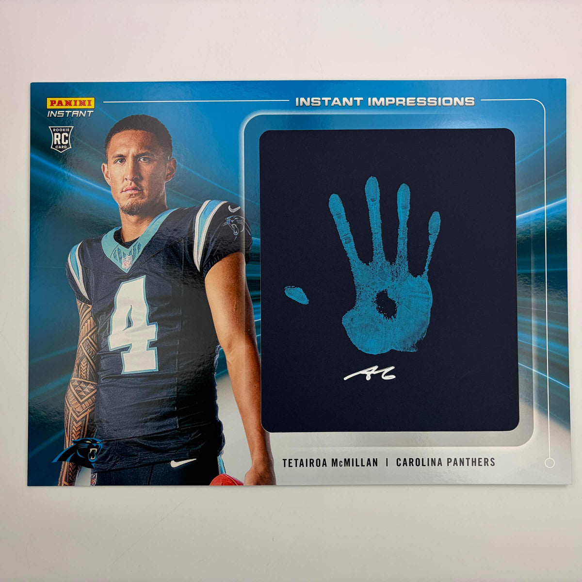 2025 Panini Instant Impressions Tetairoa McMillan #II-13 18x24 Hand Print Autographed Auto /10 Carolina Panthers Rookie RC Oversized Football Card