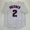 Autographed/Signed Nico Hoerner Chicago Pinstripe Baseball Jersey Beckett BAS COA