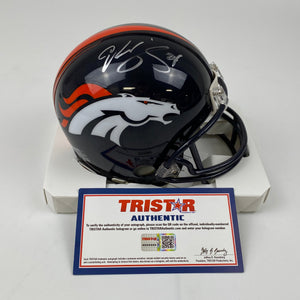 Autographed/Signed Champ Bailey Denver Broncos Mini Football Helmet Tristar COA