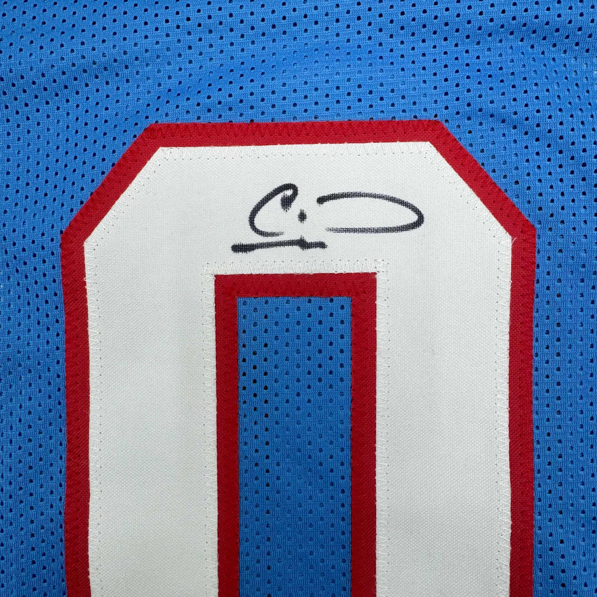 Framed Autographed/Signed Calvin Ridley 35x39 Tennessee Retro Blue Football Jersey Beckett BAS COA