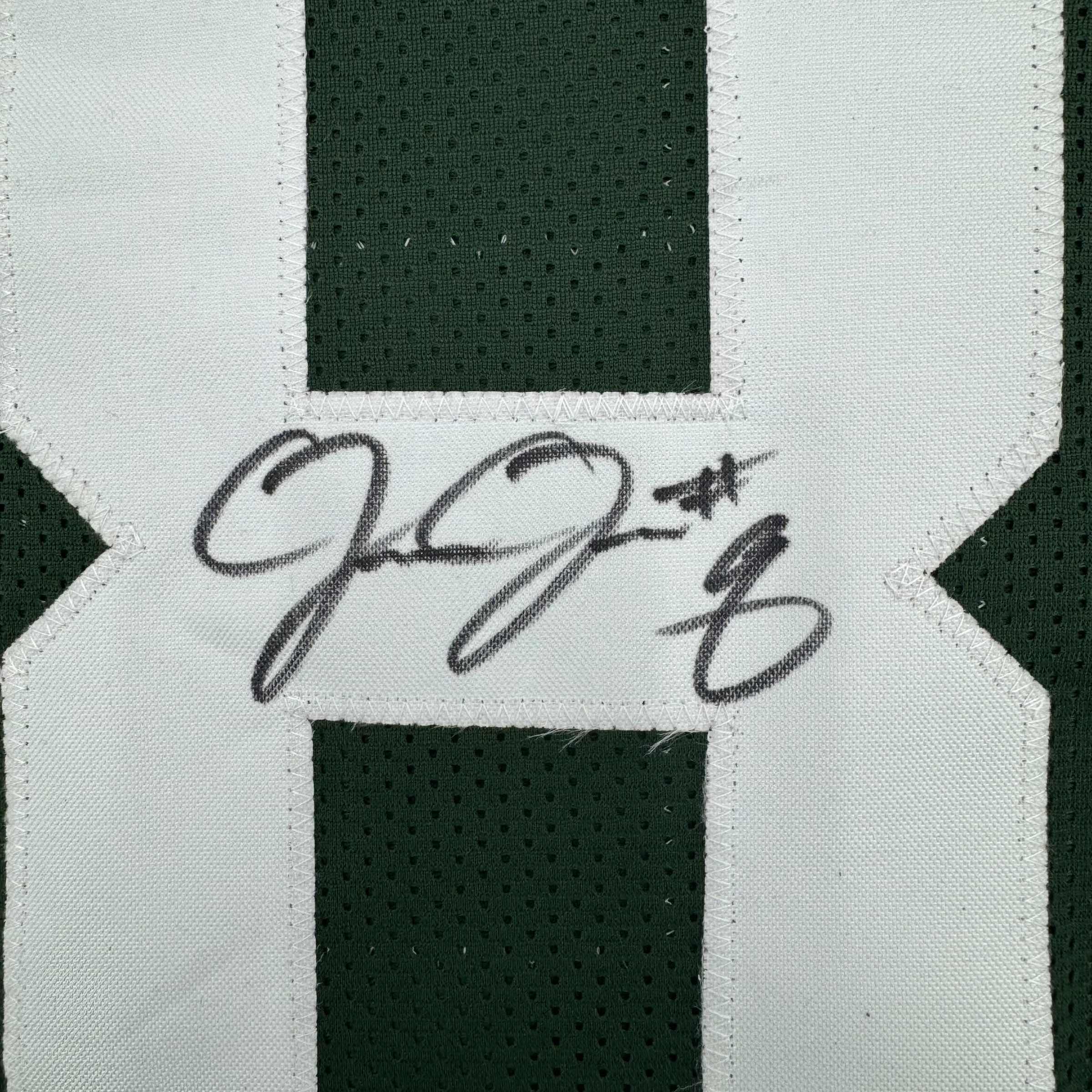 Framed Autographed/Signed Josh Jacobs 35x39 Green Bay Green Football Jersey Beckett BAS COA