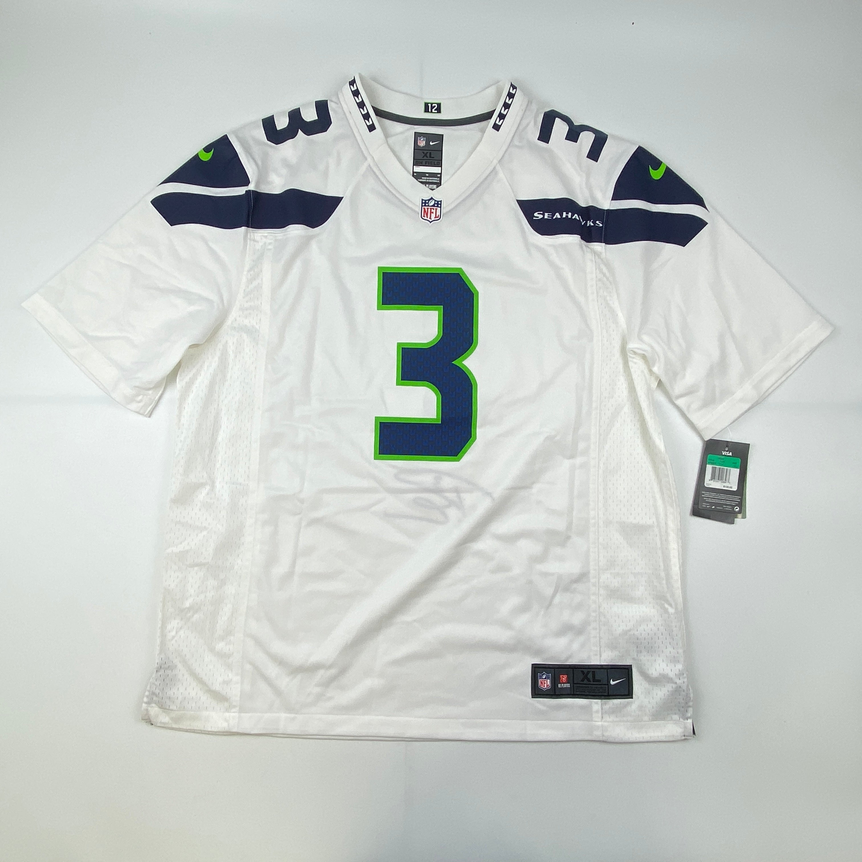 Autographed/Signed Russell Wilson Seattle Seahawks White Authentic Football Jersey Beckett BAS COA