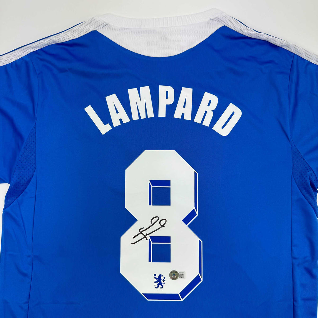 Autographed/Signed Frank Lampard Chelsea FC Blue Soccer Futbol Jersey Beckett BAS COA #2