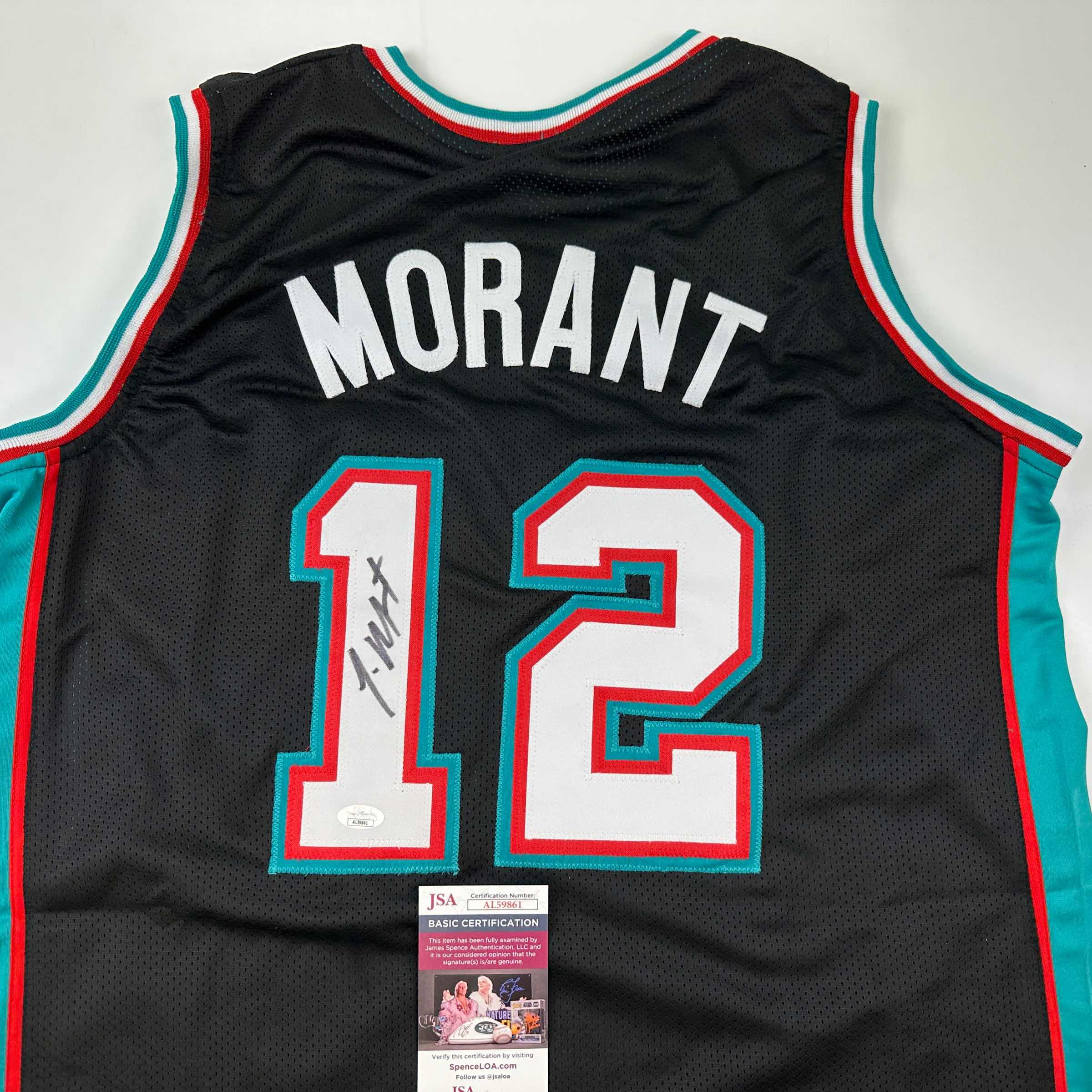 Autographed/Signed Ja Morant Memphis Black Basketball Jersey JSA COA