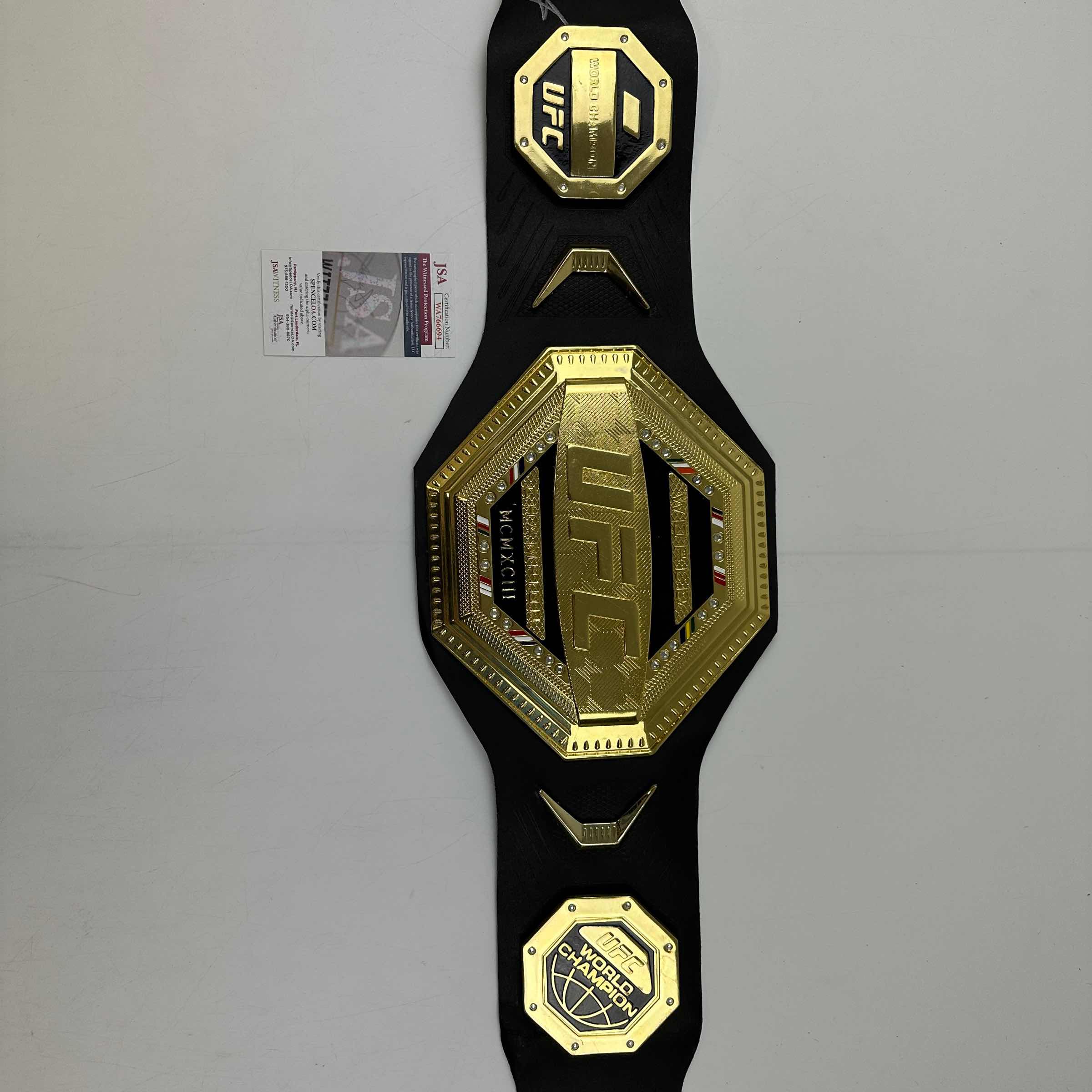 Autographed/Signed Israel Izzy Adesanya Black Replica UFC Championship Title Belt JSA COA