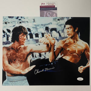Autographed/Signed Chuck Norris vs. Bruce Lee The Way of the Dragon 11x14 Movie Photo JSA COA #4