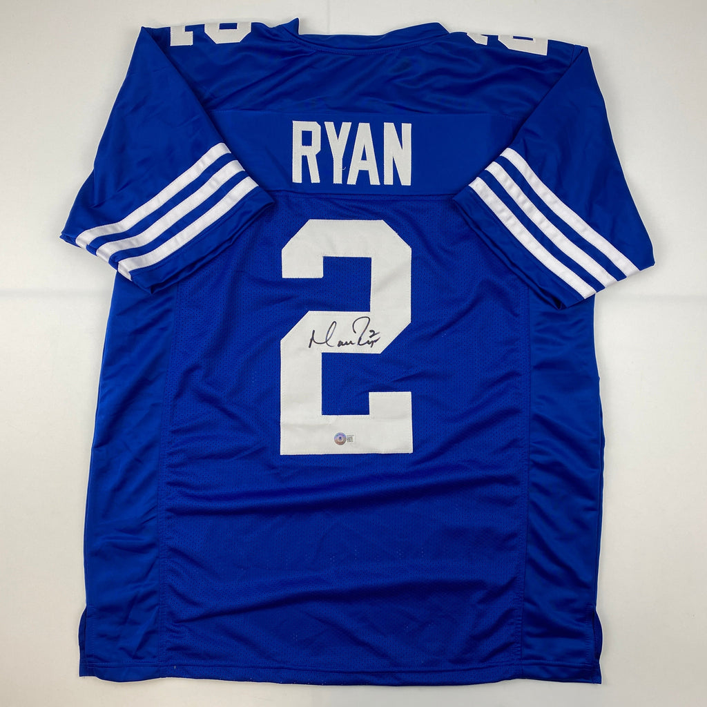 Autographed/Signed Matt Ryan Indianapolis Blue Football Jersey Beckett BAS COA