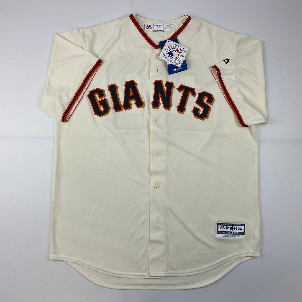 Autographed/Signed Buster Posey San Francisco Giants Cream Baseball Jersey Beckett BAS COA