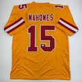 Autographed/Signed Patrick Mahomes Kansas City Yellow Football Jersey Beckett BAS COA