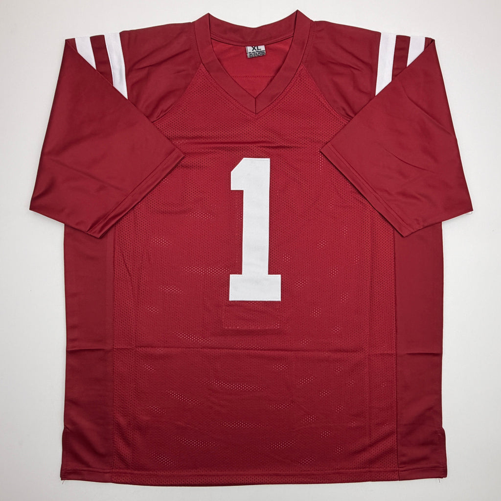 Autographed/Signed AJ A.J. Brown Ole Miss Red College Football Jersey Beckett BAS COA