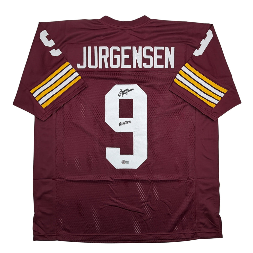 Autographed/Signed Sonny Jurgensen HOF 83 Washington Burgundy Football Jersey Beckett BAS COA