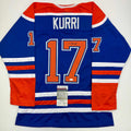 Autographed/Signed Jari Kurri Edmonton Blue Hockey Jersey JSA COA