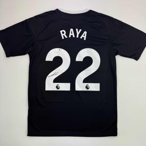Autographed/Signed David Raya Arsenal Black Soccer Jersey Beckett BAS COA