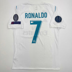 Autographed/Signed Cristiano Ronaldo Real Madrid White Soccer Jersey Beckett BAS COA