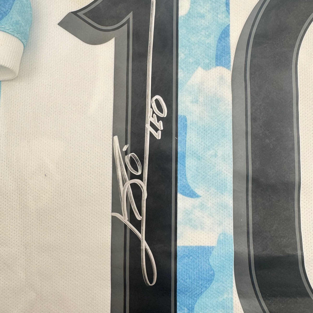Autographed/Signed Lionel Leo Messi Argentina Blue/White Soccer Jersey Beckett BAS COA