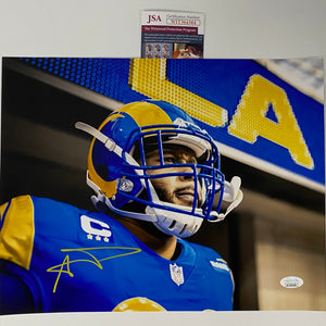 Autographed/Signed Aaron Donald Los Angeles LA Rams 11x14 Football Photo JSA COA #2