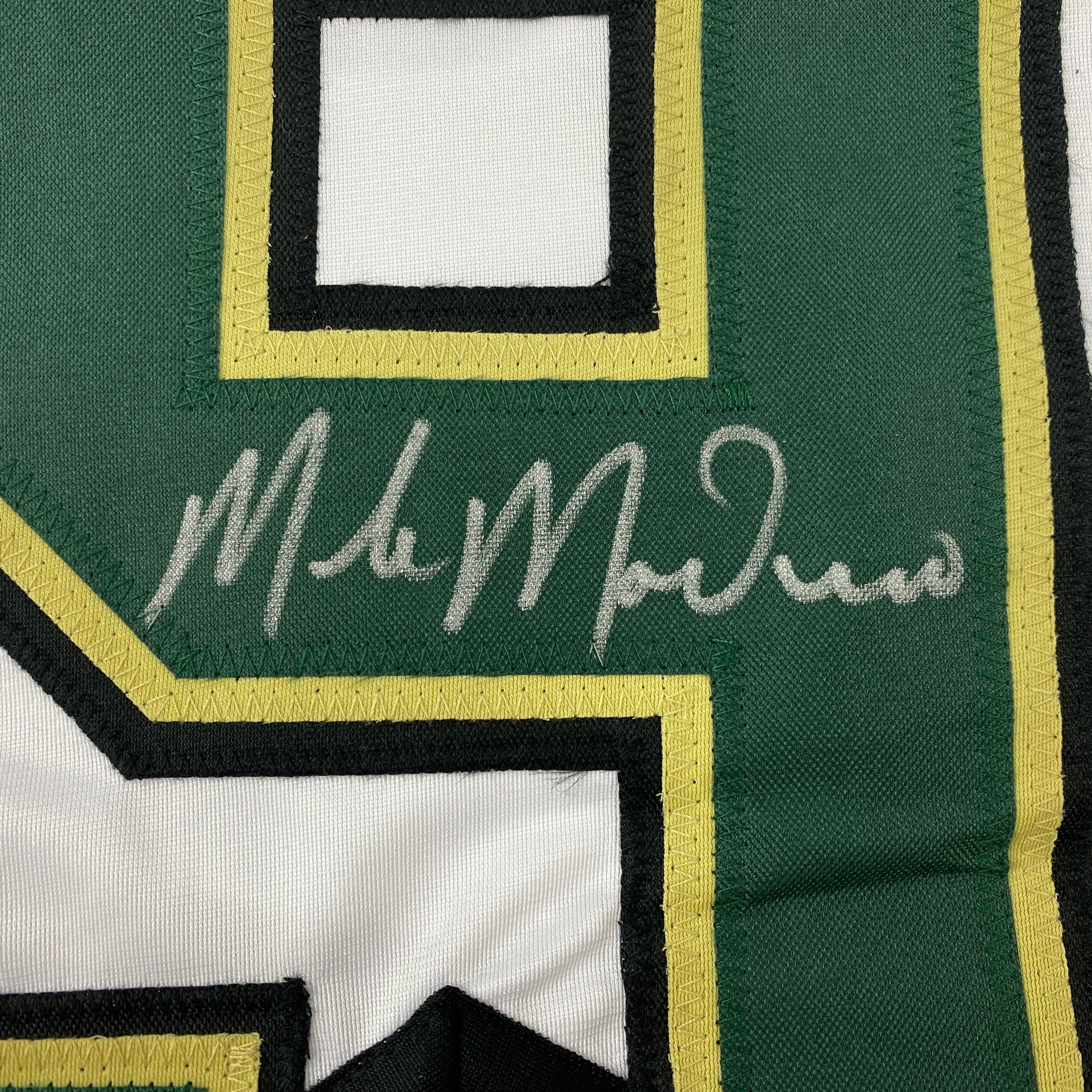 Autographed/Signed Mike Modano Dallas White Hockey Jersey Beckett BAS COA