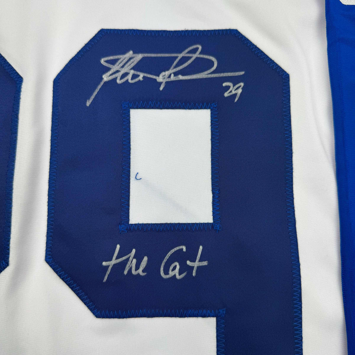 Autographed/Signed Felix Potvin The Cat Toronto White Hockey Jersey JSA COA