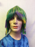 Mardi Gras Choppy Yellow Green Purple Layered Fat Tuesday Party Wig