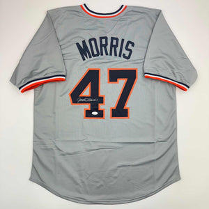 Autographed/Signed Jack Morris Detroit Grey Baseball Jersey JSA COA
