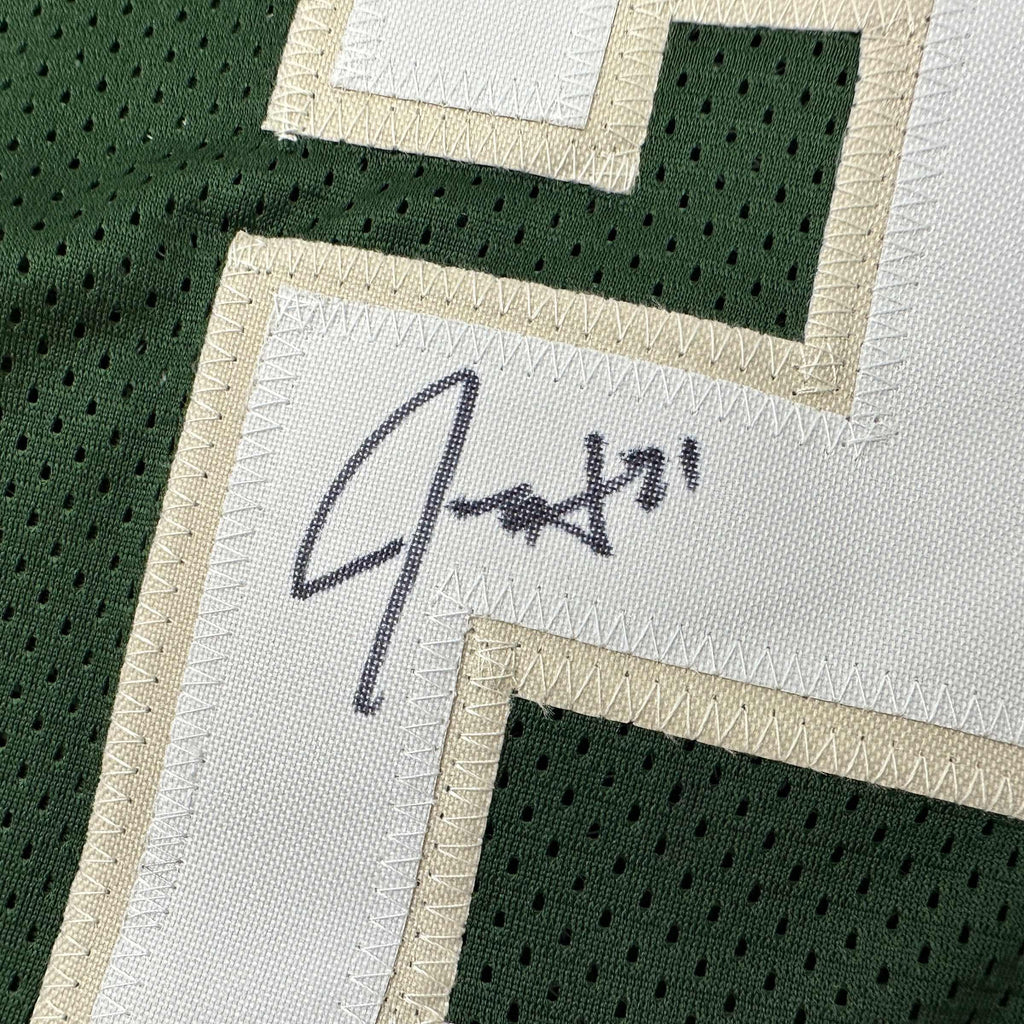 Autographed/Signed Jrue Holiday Milwaukee Green Basketball Jersey Beckett BAS COA