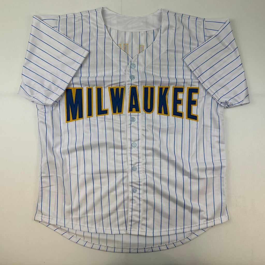 Autographed/Signed Paul Molitor Milwaukee Pinstripe Baseball Jersey Beckett BAS COA