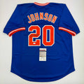 Autographed/Signed Howard Johnson "HOJO" New York Blue Baseball Jersey JSA COA