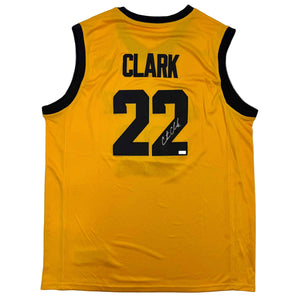 Autographed/Signed Caitlin Clark Iowa Yellow Basketball Jersey Panini COA
