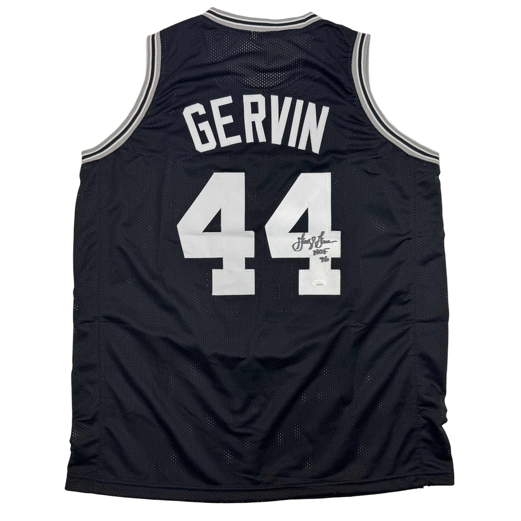 Autographed/Signed George Gervin San Antonio Black Basketball Jersey Beckett BAS COA