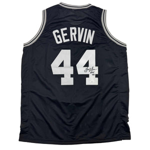 Autographed/Signed George Gervin San Antonio Black Basketball Jersey Beckett BAS COA