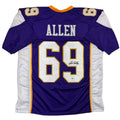 Autographed/Signed Jared Allen Minnesota Purple Football Jersey Beckett BAS COA