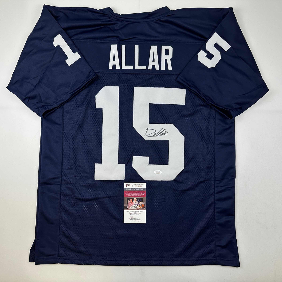 Autographed/Signed Drew Allar Penn State Blue College Football Jersey JSA COA