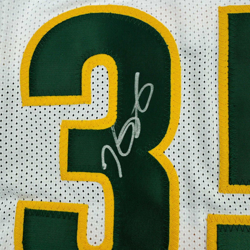 Framed Autographed/Signed Kevin Durant 35x39 Seattle White Basketball Jersey Beckett BAS COA