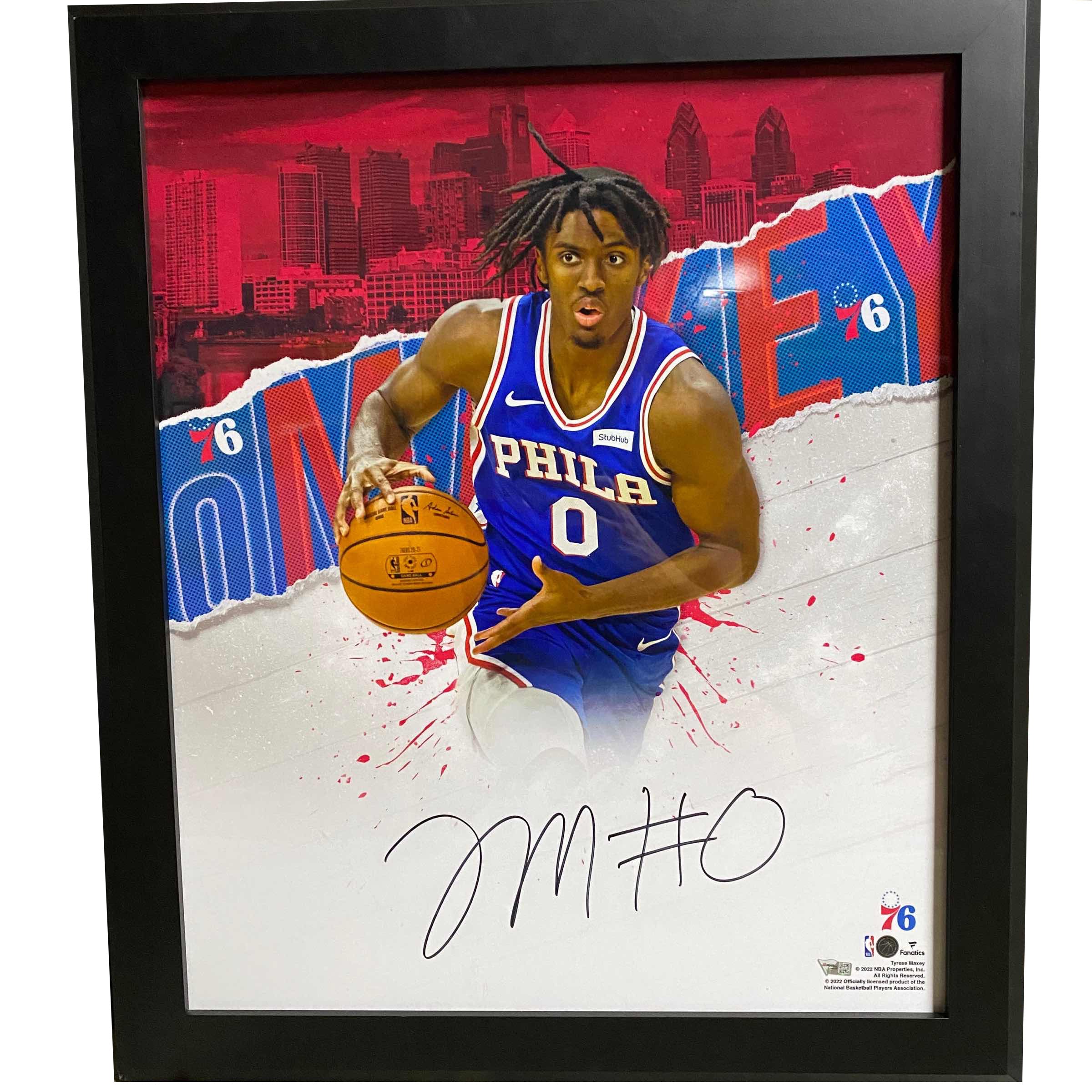 Framed Autographed/Signed Tyrese Maxey In Focus Philadelphia 76ers Sixers 20x24 Basketball Photo Fanatics COA