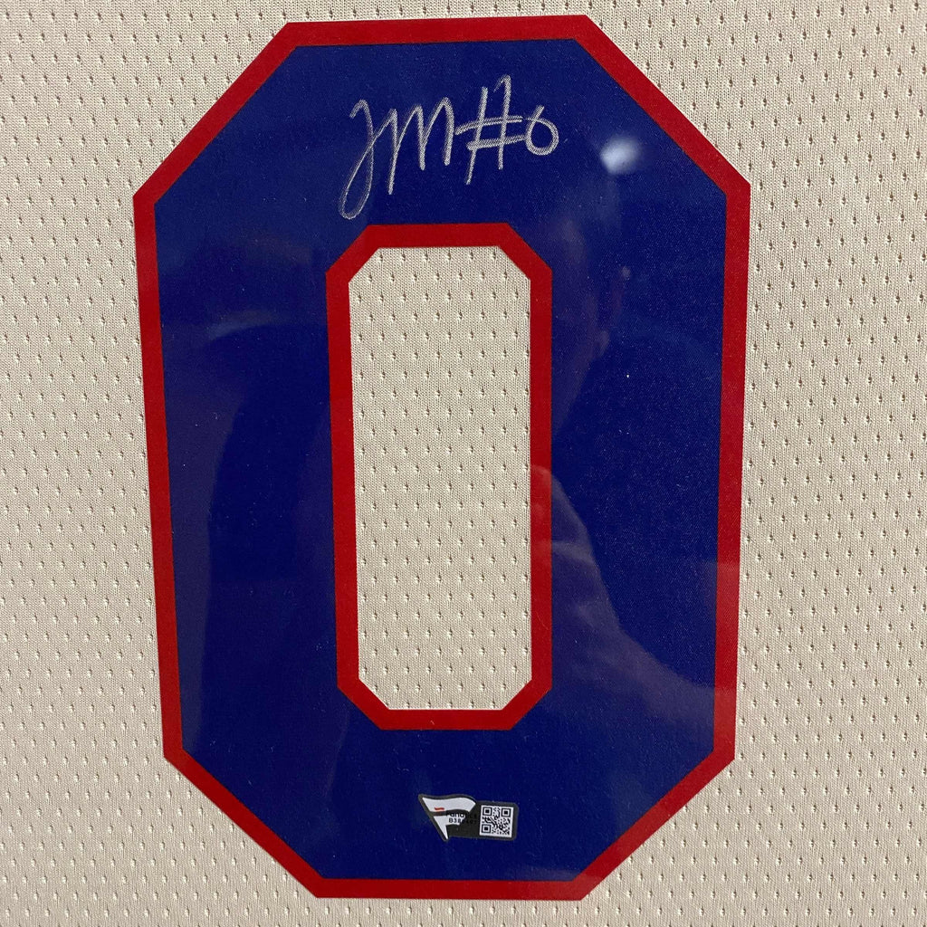 Framed Autographed/Signed Tyrese Maxey 35x39 Philadelphia 76ers Sixers Cream City Edition Basketball Jersey Fanatics COA