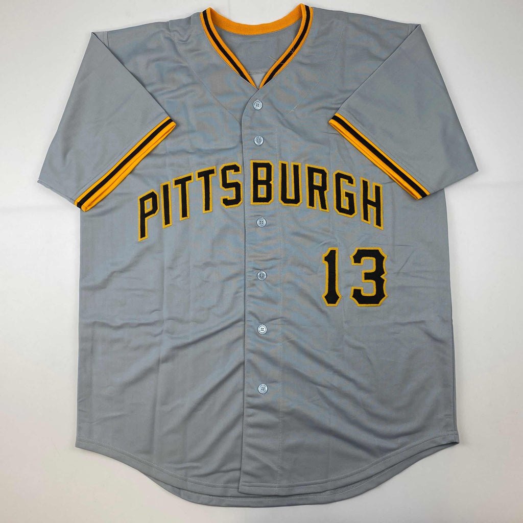 Autographed/Signed Ke'Bryan Hayes Pittsburgh Grey Baseball Jersey Beckett BAS COA