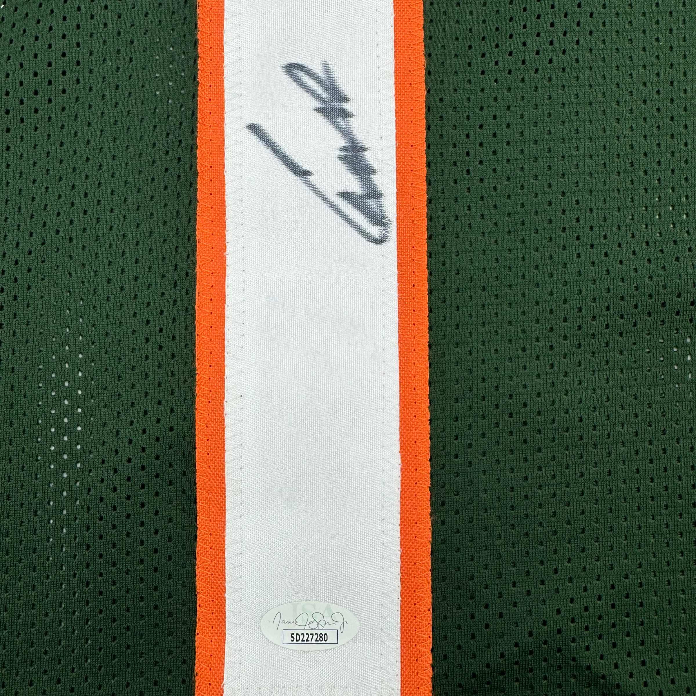 Autographed/Signed Cameron Cam Ward Miami Green College Football Jersey JSA COA