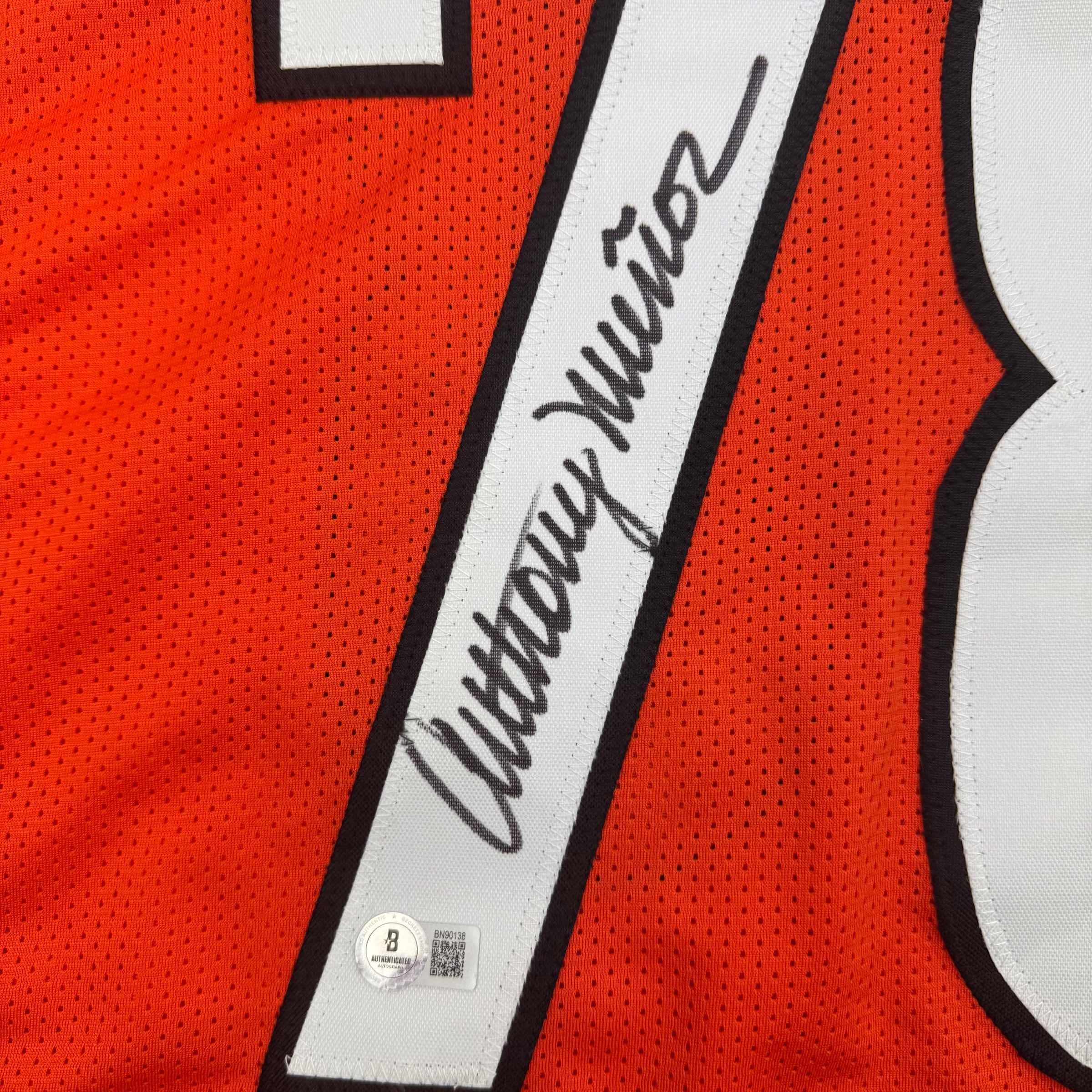 Autographed/Signed Anthony Munoz Cincinnati Orange Football Jersey Beckett BAS COA