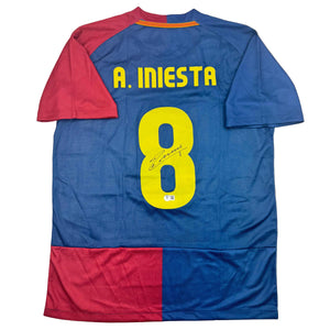Autographed/Signed Andres Iniesta FC Barcelona Soccer Jersey Beckett BAS COA