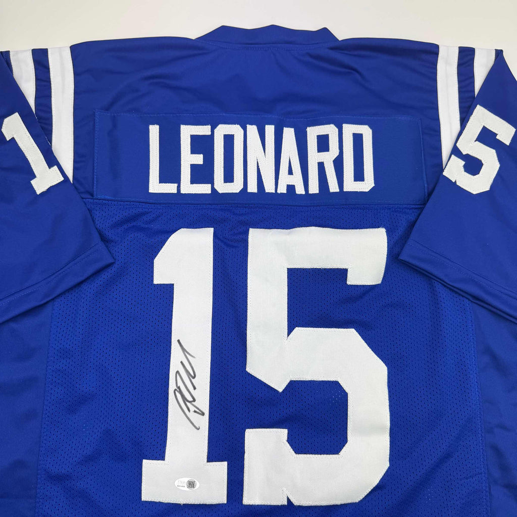 Autographed/Signed Riley Leonard Indianapolis Blue Football Jersey JSA COA