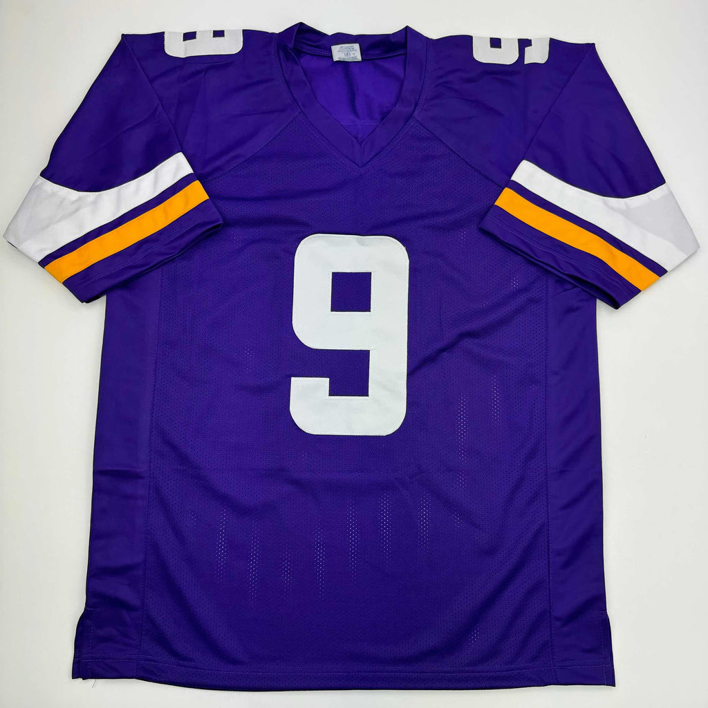 Autographed/Signed J.J. JJ McCarthy Minnesota Purple Football Jersey Beckett BAS COA