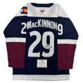 Autographed/Signed Nathan MacKinnon Colorado Avalanche Authentic Blue Hockey Jersey Fanatics COA