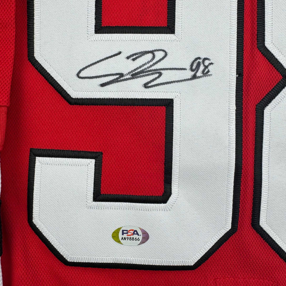Autographed/Signed Connor Bedard Chicago Blackhawks Red Hockey Jersey PSA COA