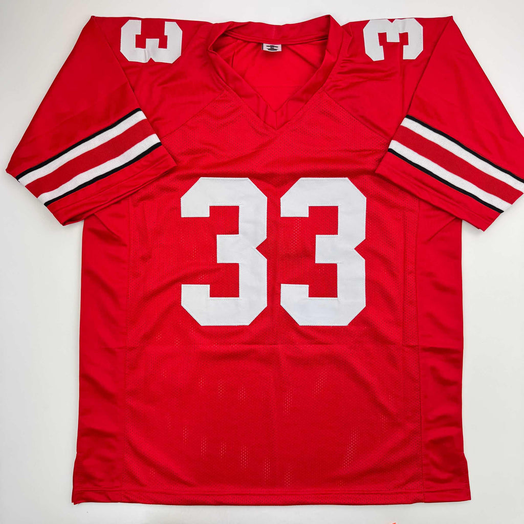 Autographed/Signed Jack Sawyer Ohio State Red College Football Jersey Beckett BAS COA