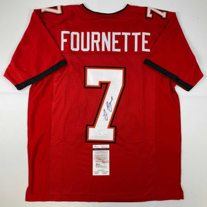 Autographed/Signed Leonard Fournette Tampa Bay Red Football Jersey JSA COA
