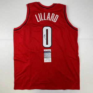 Autographed/Signed Damian Lillard Portland Red Basketball Jersey JSA COA