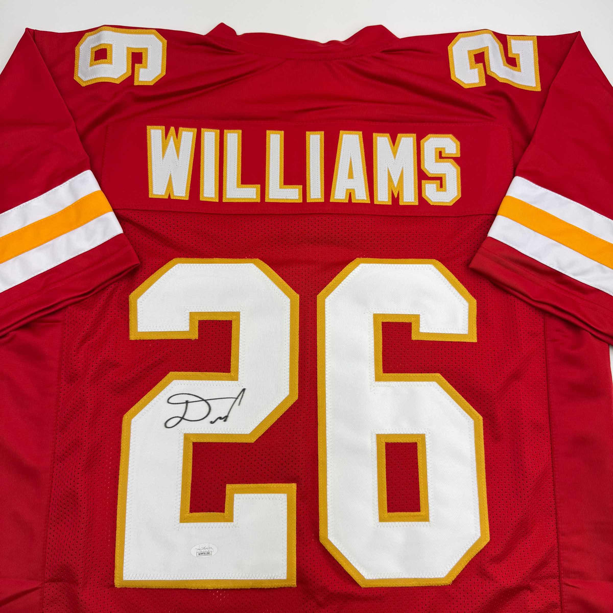 Autographed/Signed Damien Williams Kansas City Red Football Jersey JSA COA