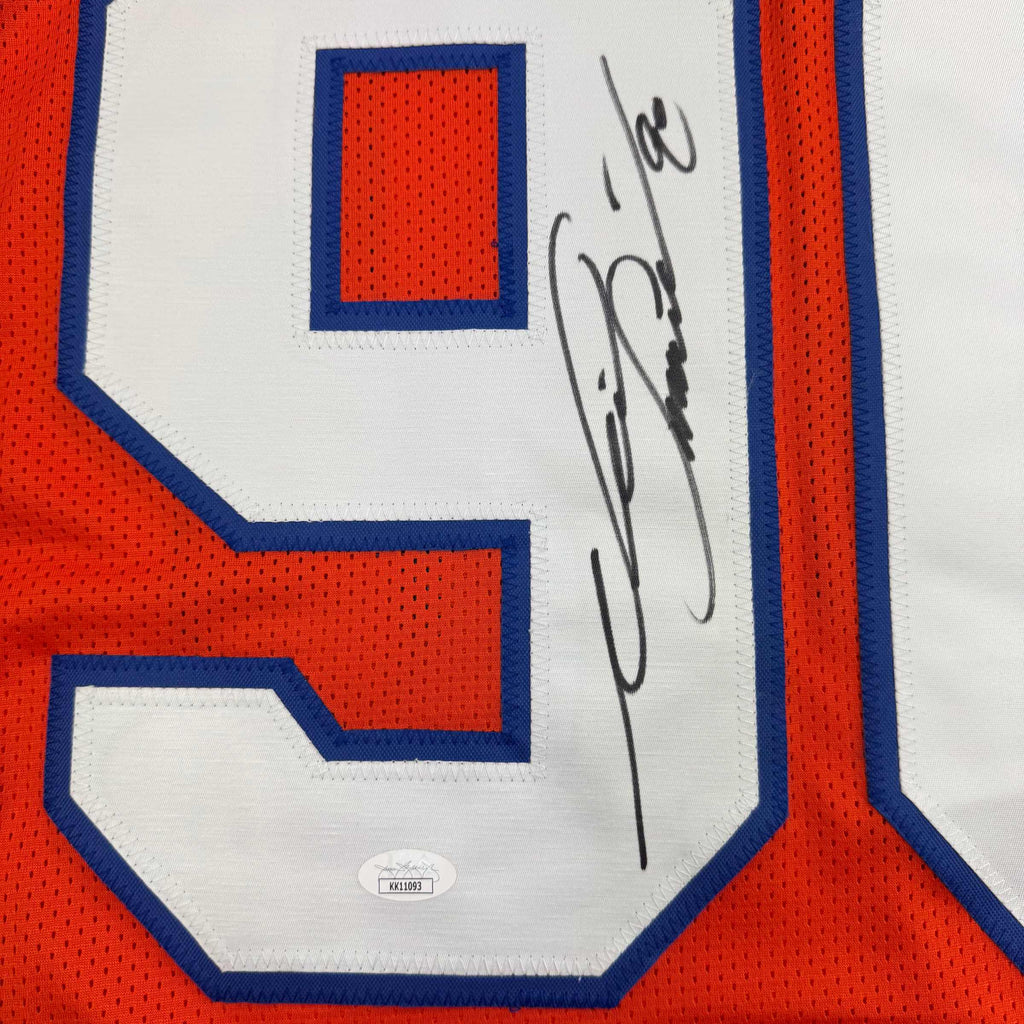 Autographed/Signed Neil Smith Denver Retro Orange Football Jersey JSA COA